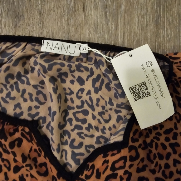 NEW with tags nanu cheetah leopard print blouse top shirt XL - Picture 2 of 3